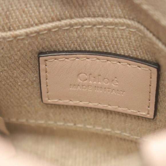 Chloe Leather Bag WOODY NANO Pink Beige Shoulder - Picture 4 of 4